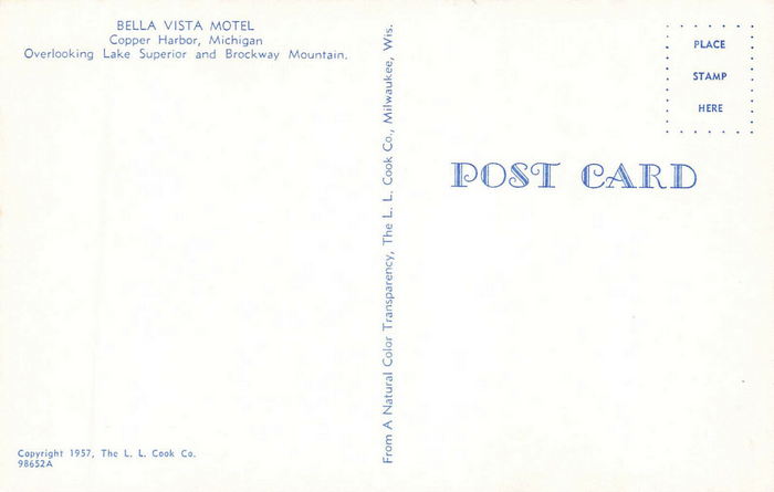 Bella Vista Motel - Postcard Back (newer photo)